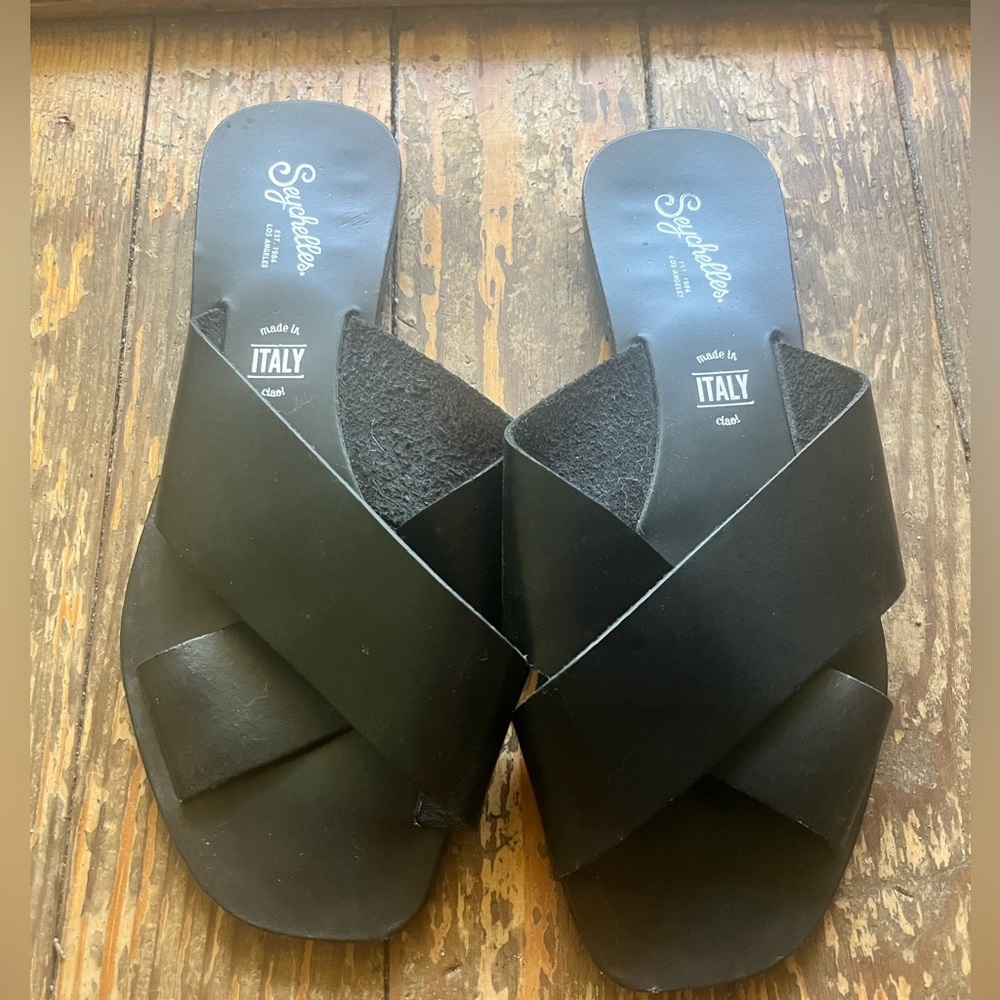 Seychelles Black Sandals, worn once.